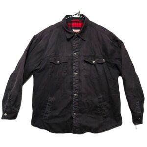Craftsman Lined Flannel Black Chore Jacket Mens Large Button Up Red Black Plaid